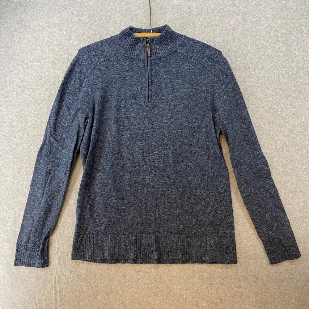 Smartwool Size M Men's Blue Long Sleeve Mock Neck Quarter Zip Sweater